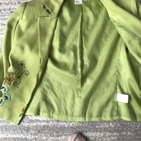 VINTAGE NANCY BOLEN CITY GIRL LONG SLEEVED 100%SILK FULLY LINED ORNATE BLAZER - Picture 7 of 8